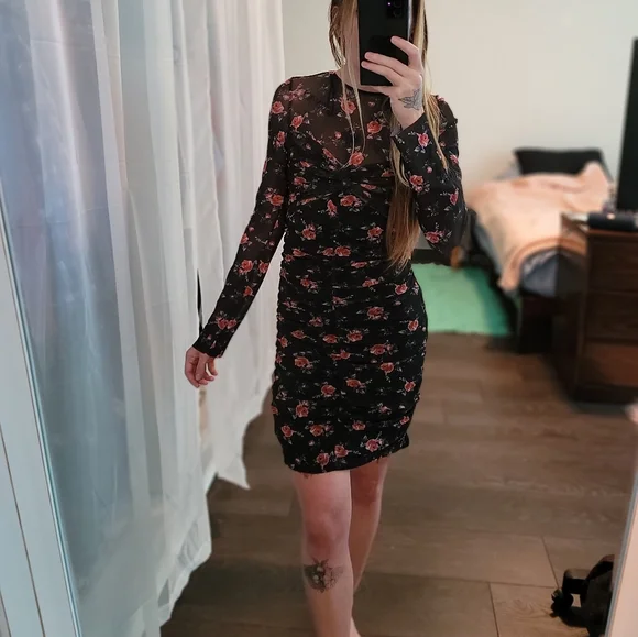 NWT Zara Floral Bodycon Dress - Picture 4 of 7